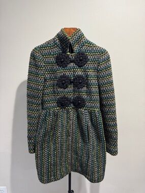 Plenty By Tracy Reese Princess Coat Jacket Nubby Green Multicolor (Size 4)